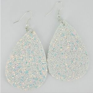 White glitter Teardrop earrings